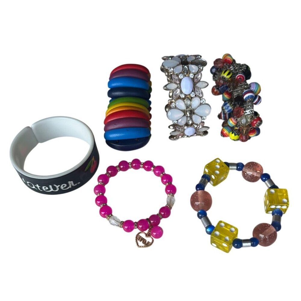 Mixed Lot of 6 Multicolored Women's Unbranded Fashion Costume Jewelry Bracelets